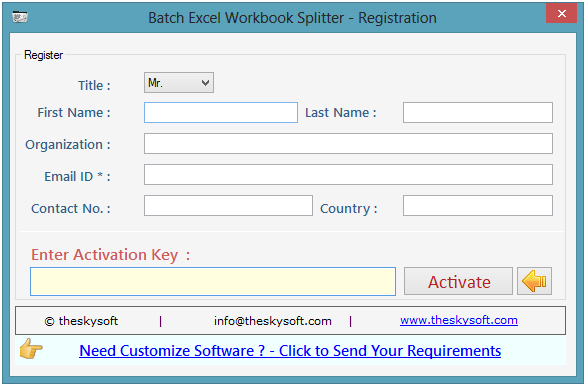 Batch Excel Workbook Splitter