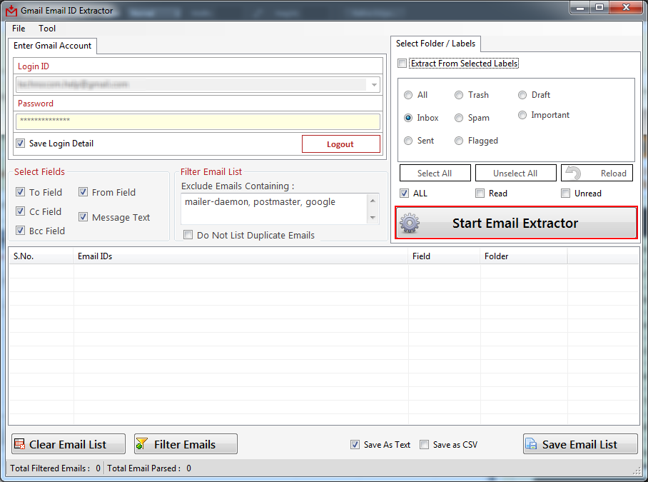 Gmail Email ID Extractor