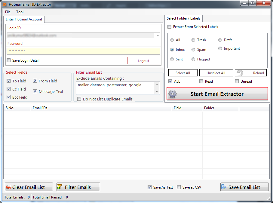 Hotmail Email ID Extractor