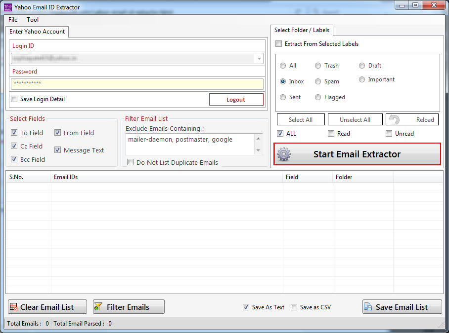 Yahoo Email ID Extractor