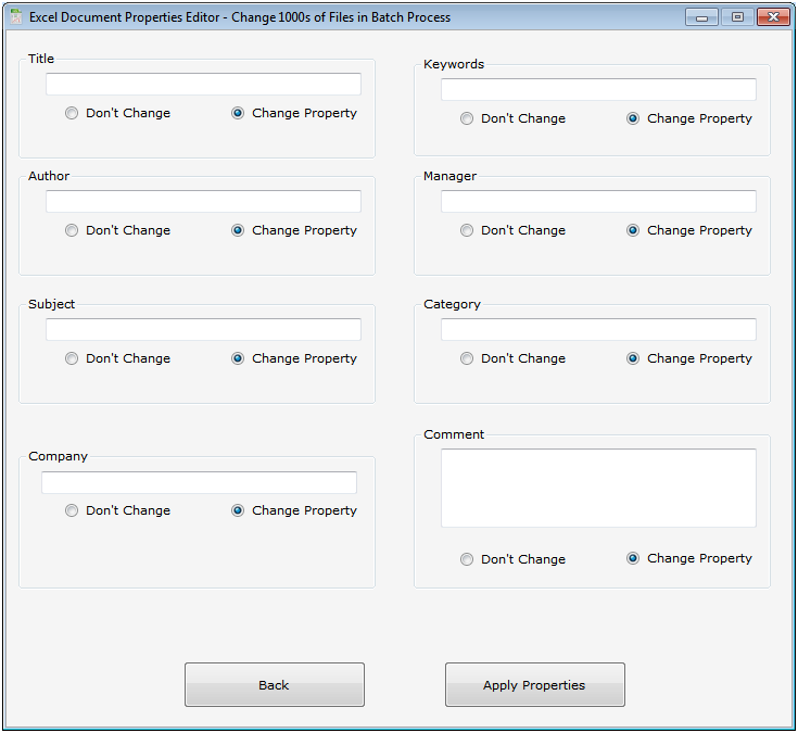 Excel Document Properties Editor