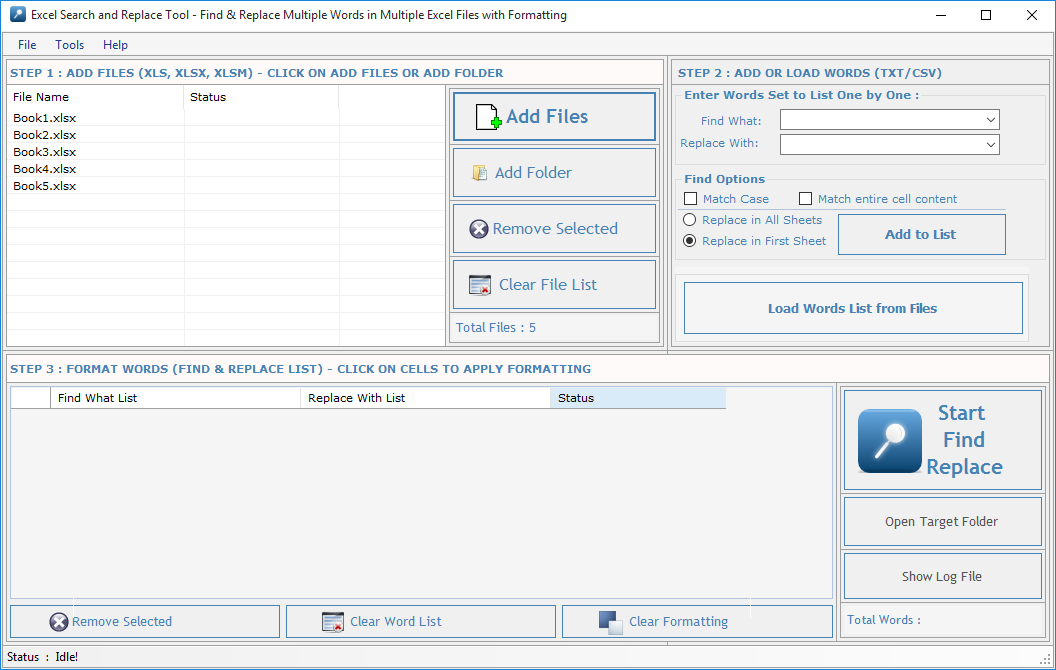 Excel Search and Replace Tool