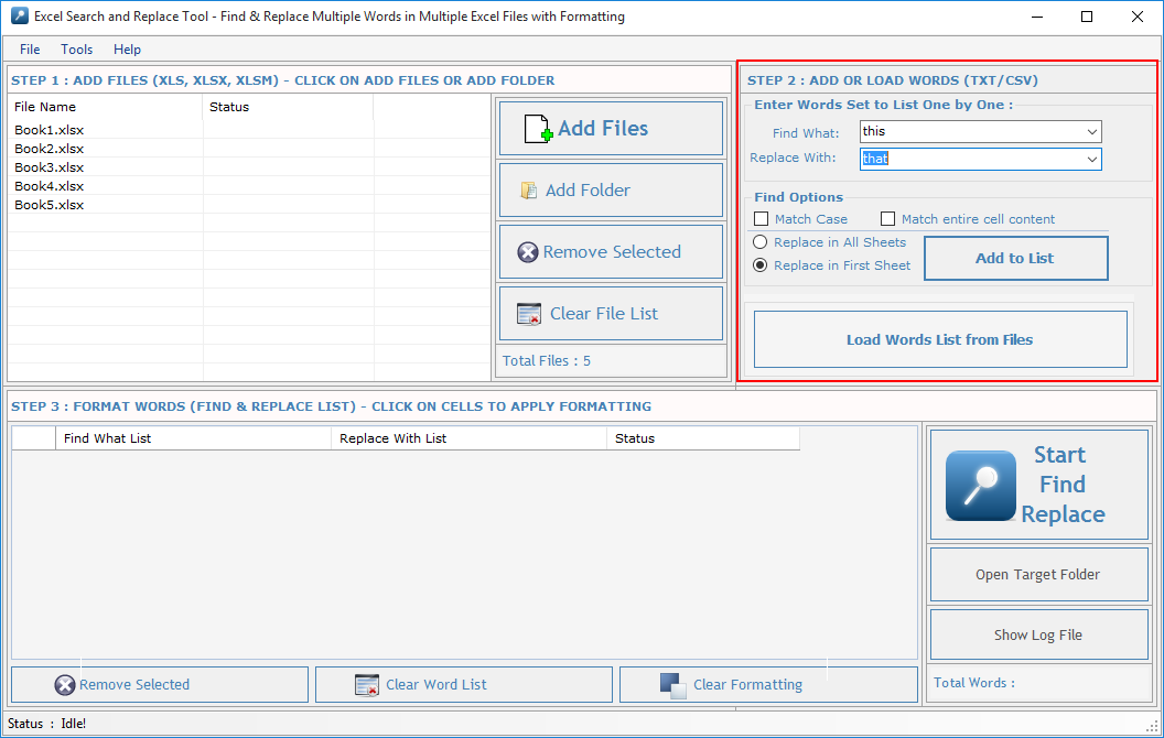 Excel Search and Replace Tool