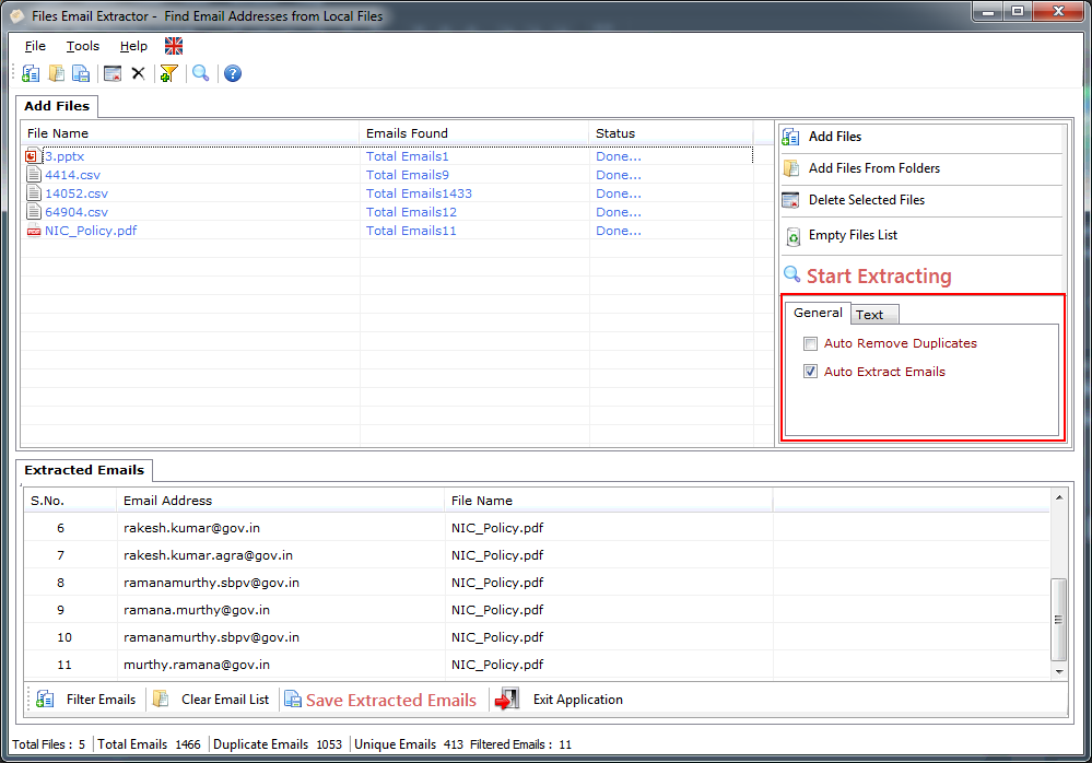 Files Email Extractor Files Email Extractor