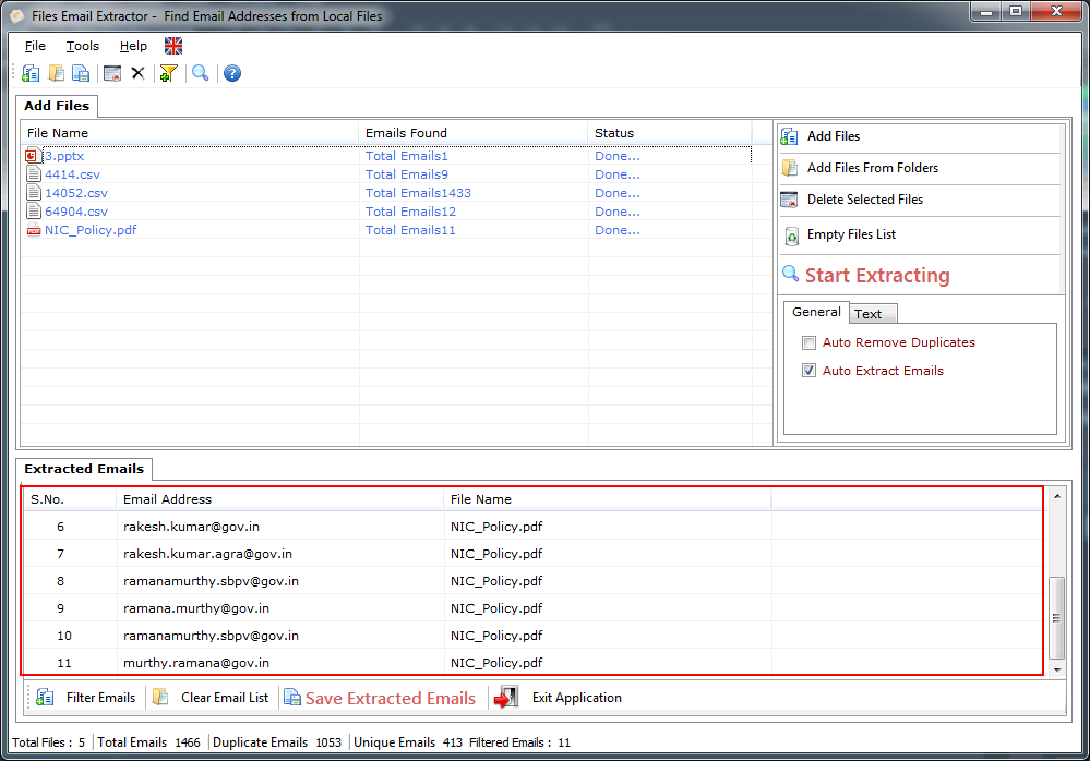 Files Email Extractor Files Email Extractor