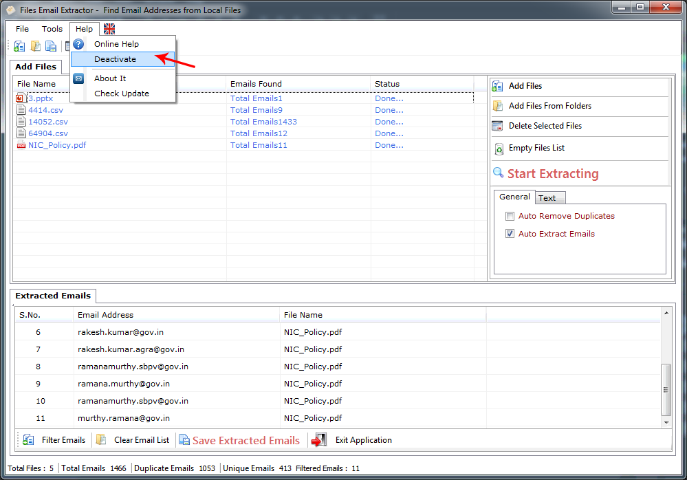 Files Email Extractor Files Email Extractor