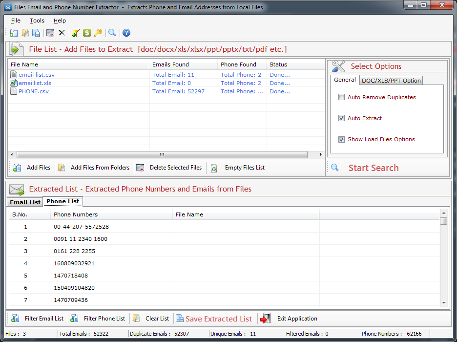 Files Email and Phone Number Extractor