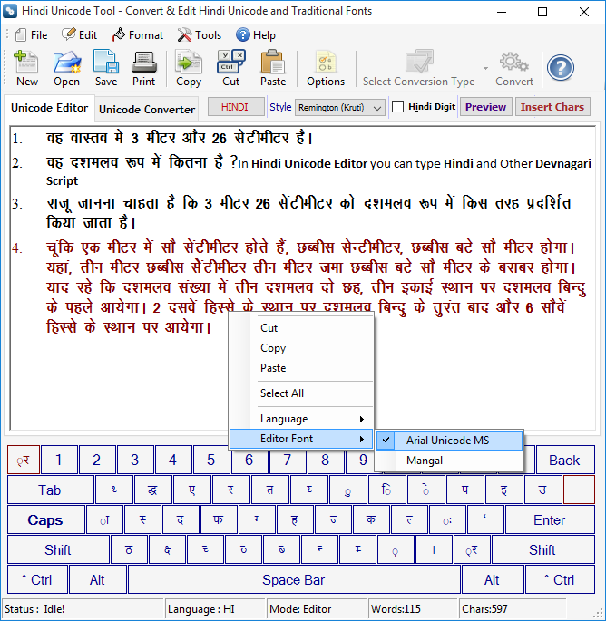 Hindi Unicode Converter