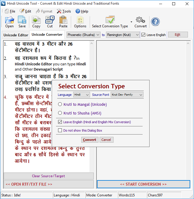 Hindi Unicode Converter