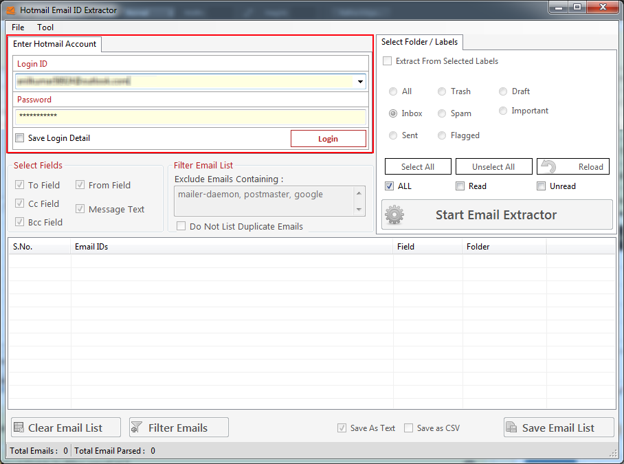 Hotmail Email ID Extractor