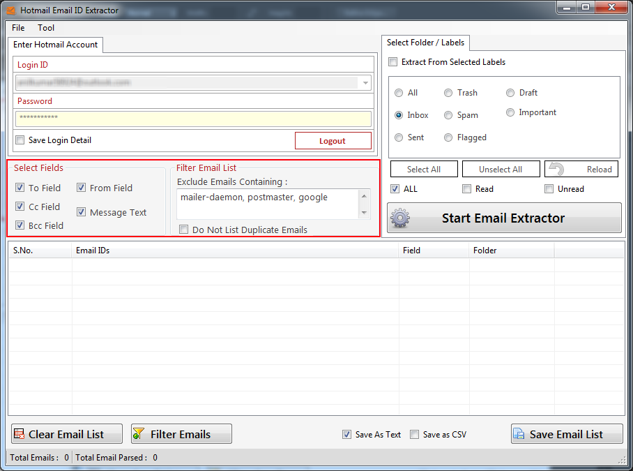 Hotmail Email ID Extractor