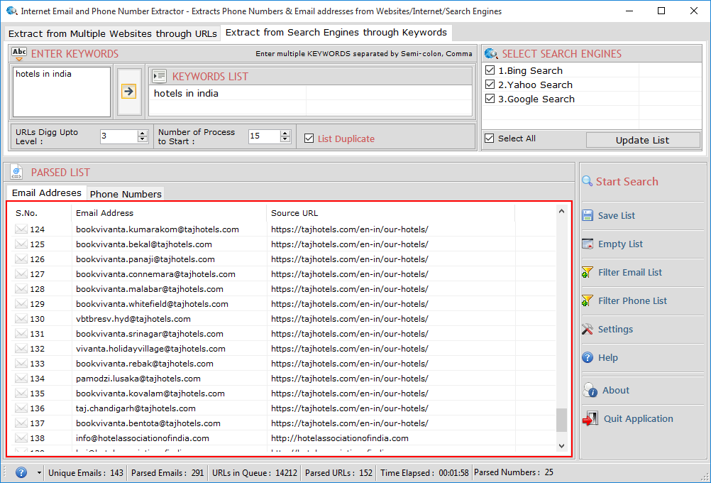 Internet Email and Phone Number Extractor Internet Email and Phone Number Extractor