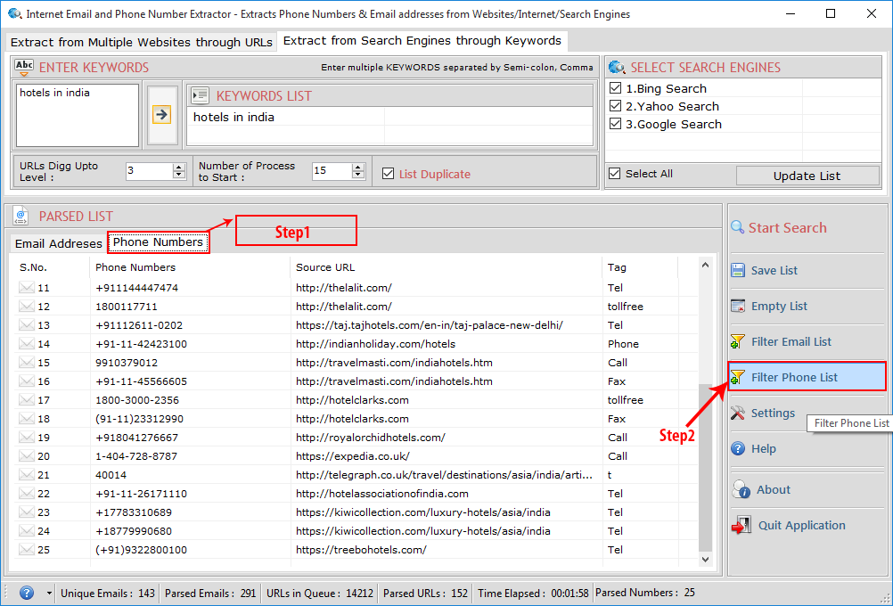 Internet Email and Phone Number Extractor Internet Email and Phone Number Extractor