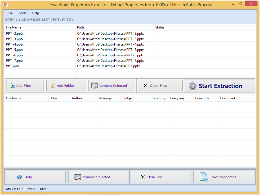 PowerPoint Document Properties Extractor