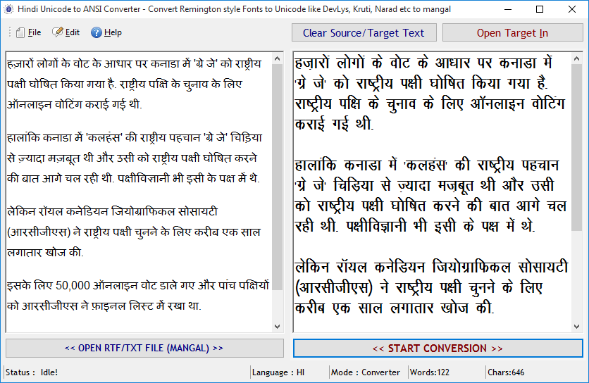 Hindi Unicode to ANSI Converter Hindi Unicode to ANSI Converter