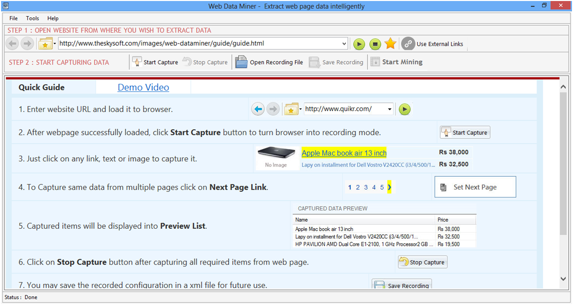 Web Data Miner screenshot Web Data Miner screenshot