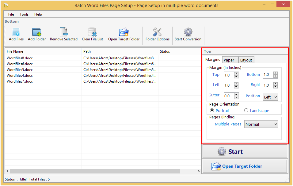 Batch Word Files Page Setup