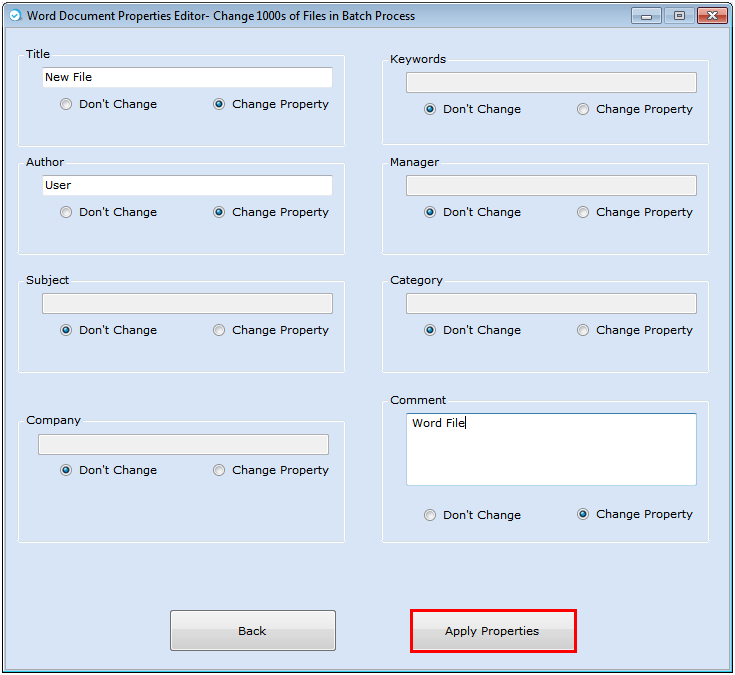 Word Document Properties Editor