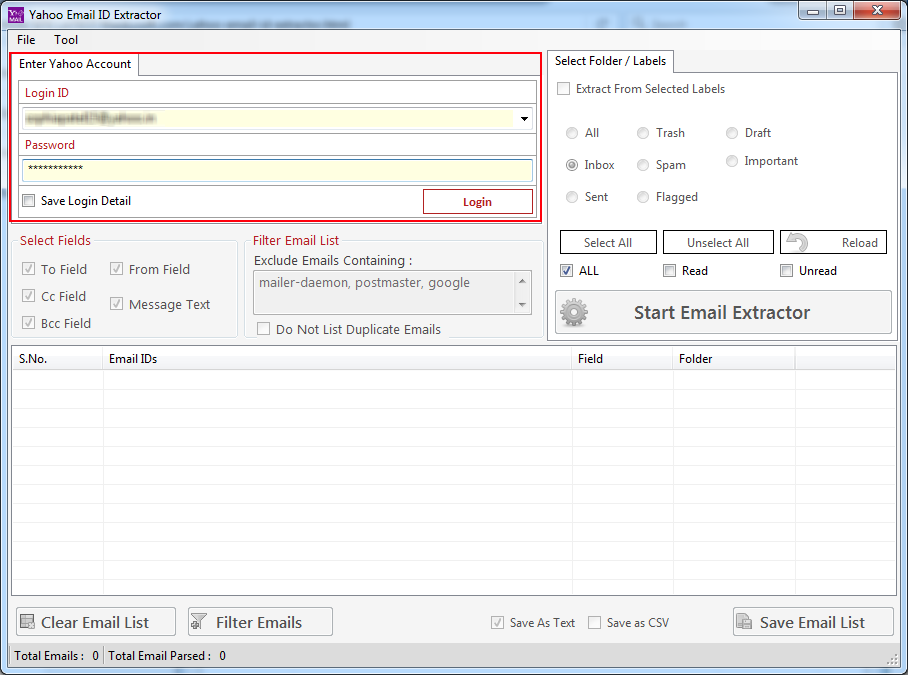 Yahoo Email ID Extractor