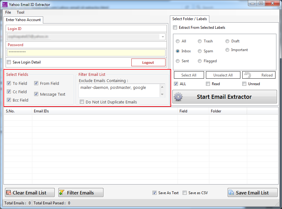 Yahoo Email ID Extractor