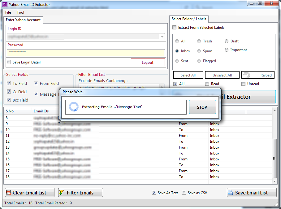 Yahoo Email ID Extractor