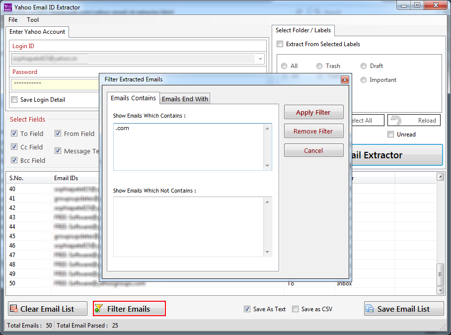 Yahoo Email ID Extractor