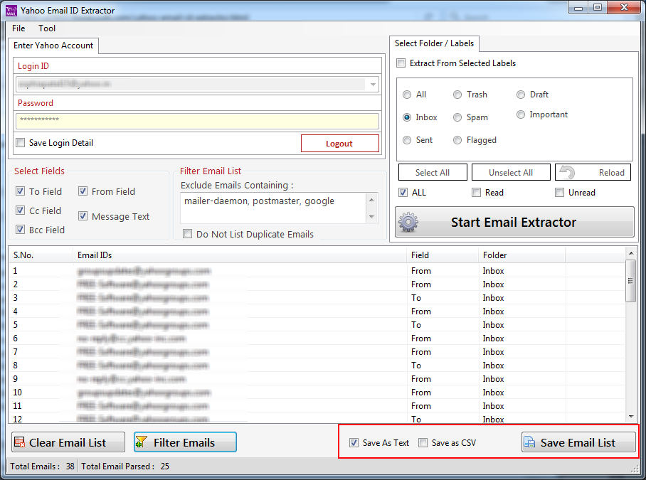 Yahoo Email ID Extractor