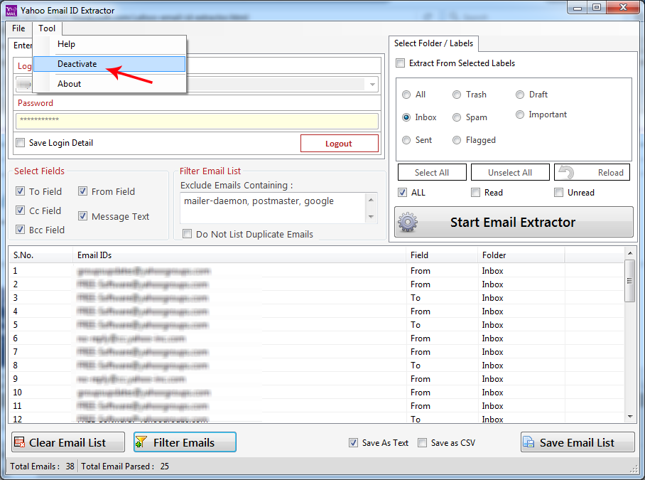 Yahoo Email ID Extractor